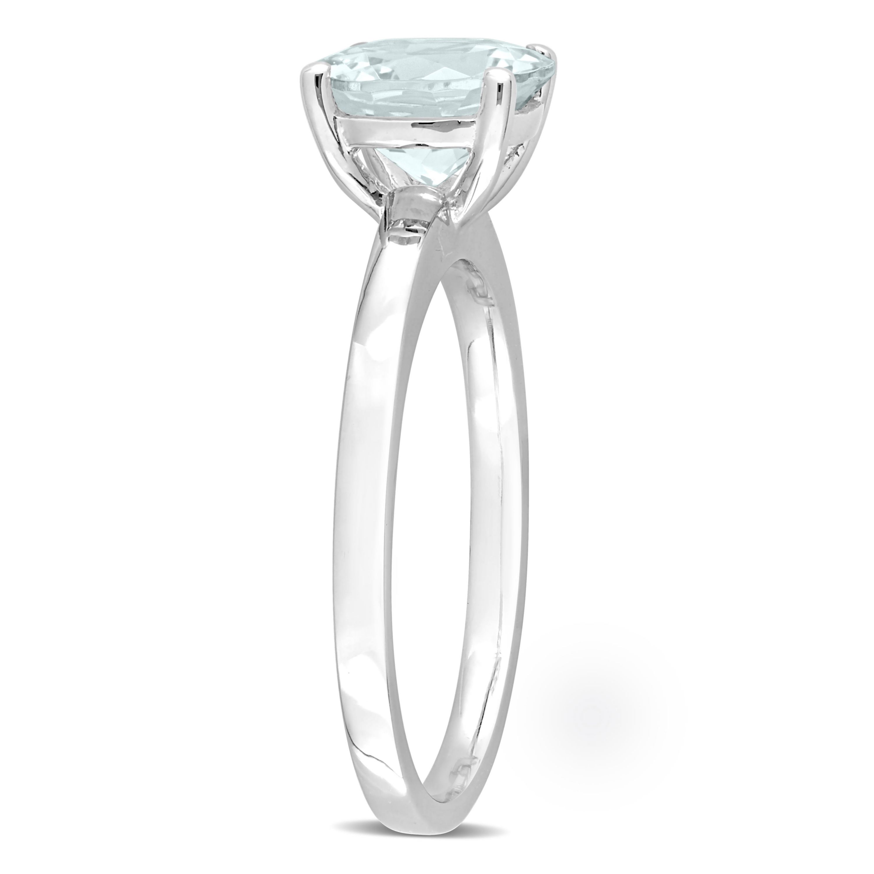 Aquamarine Solitaire Ring in 10K White Gold