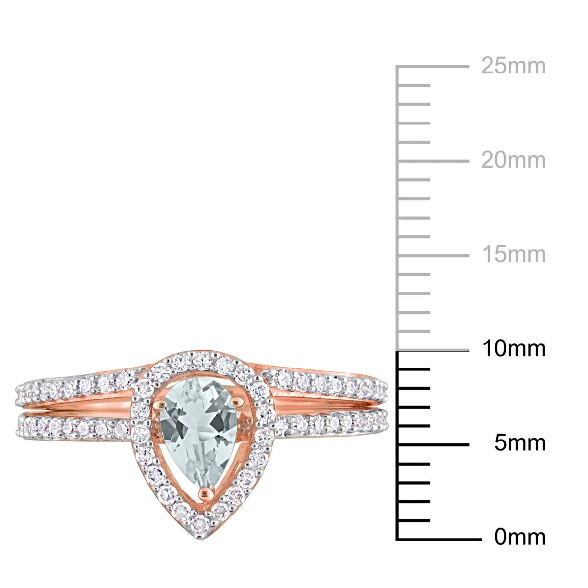Aquamarine and 1/3 ct. t.w. Diamond Halo Ring Set in 10K Rose Gold