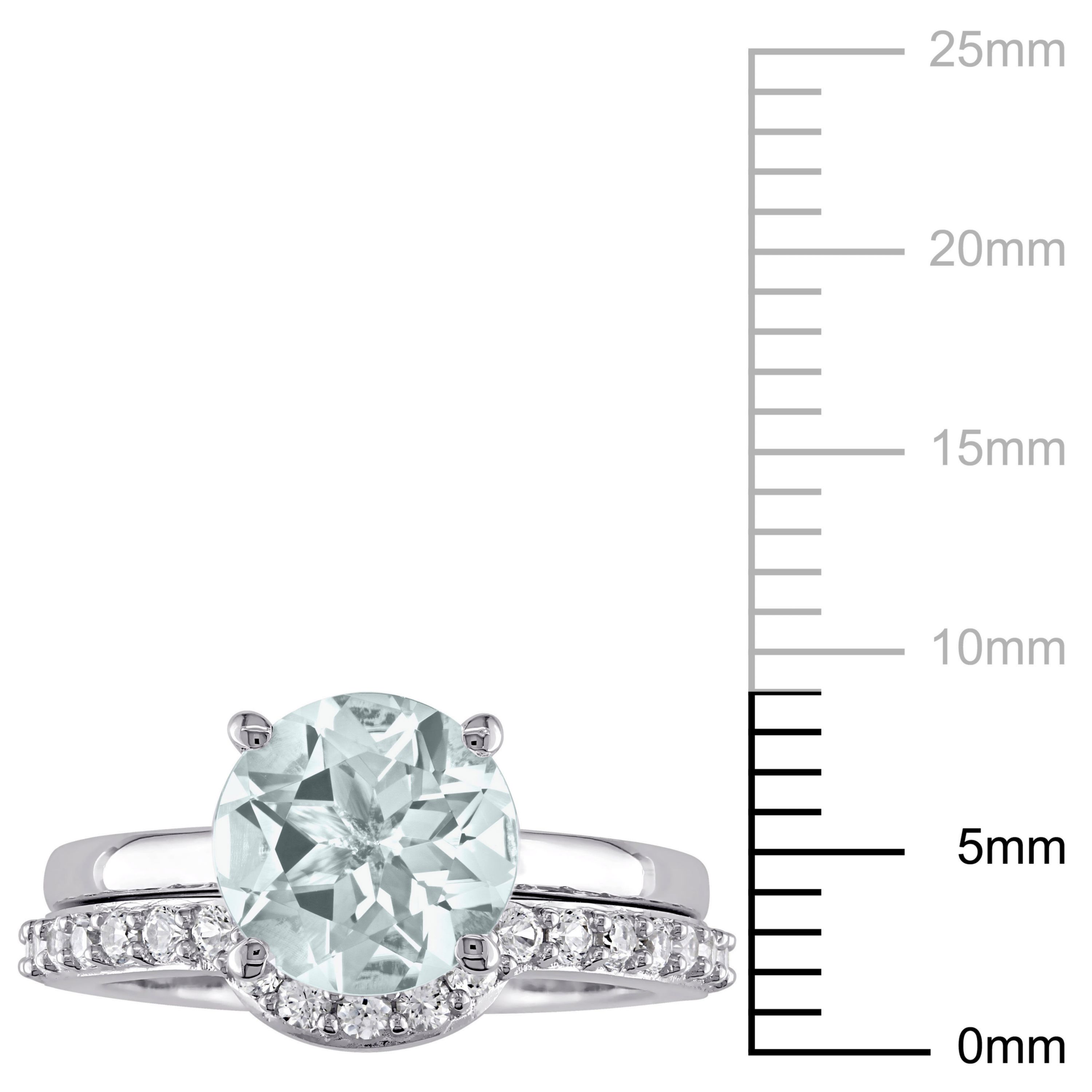 Lab Created Aquamarine and Created White Sapphire Bridal Ring Set in 10K White Gold