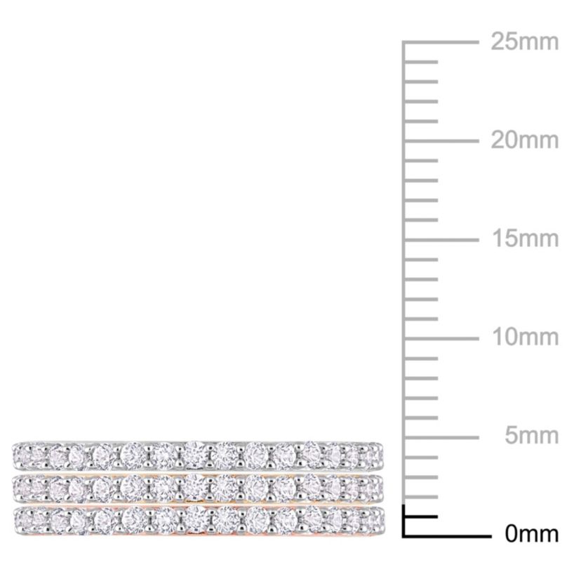 Lab Created Created White Sapphire Anniversary Ring Set in 10K 3-Tone Gold