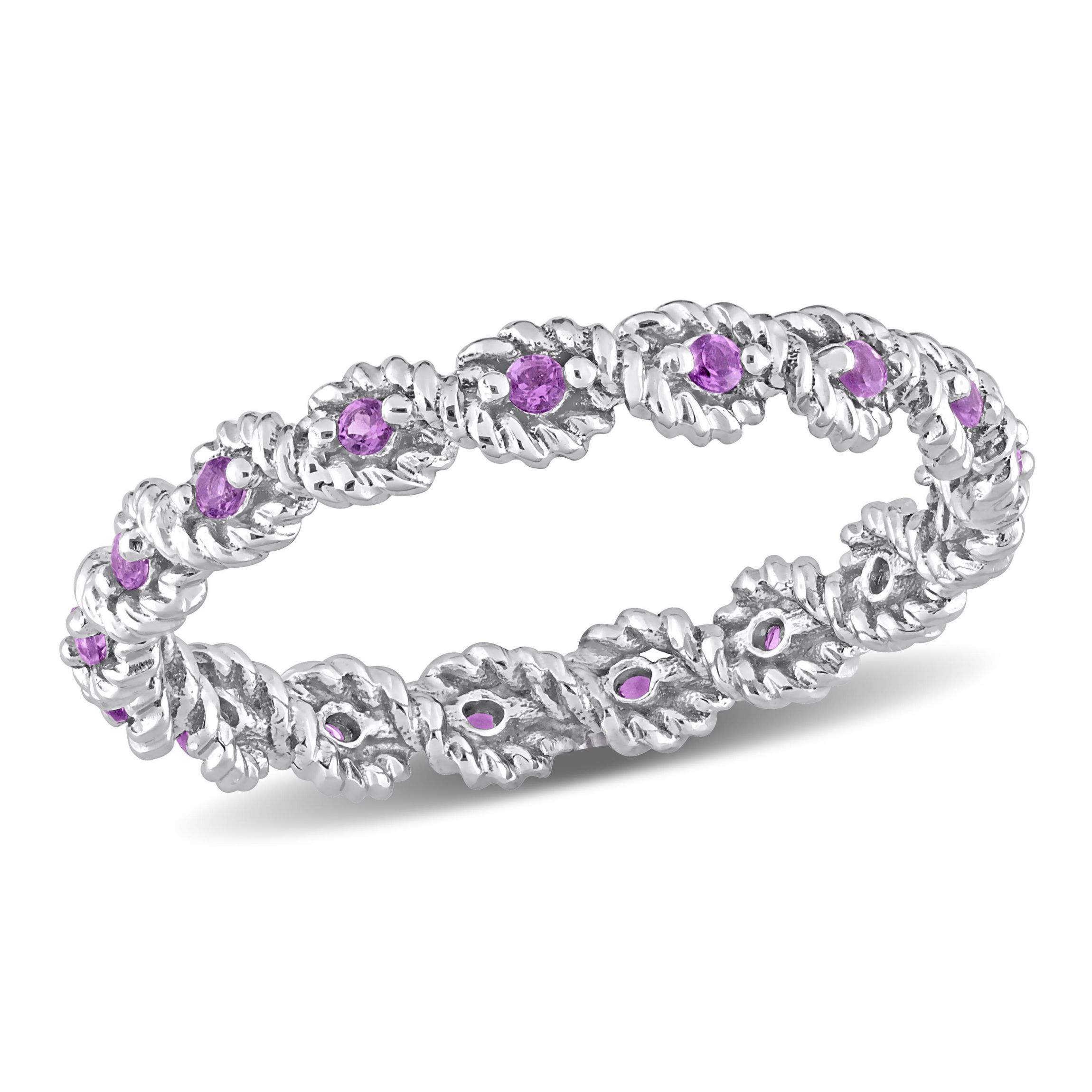 African-Amethyst Infinity Eternity Ring in 10K White Gold
