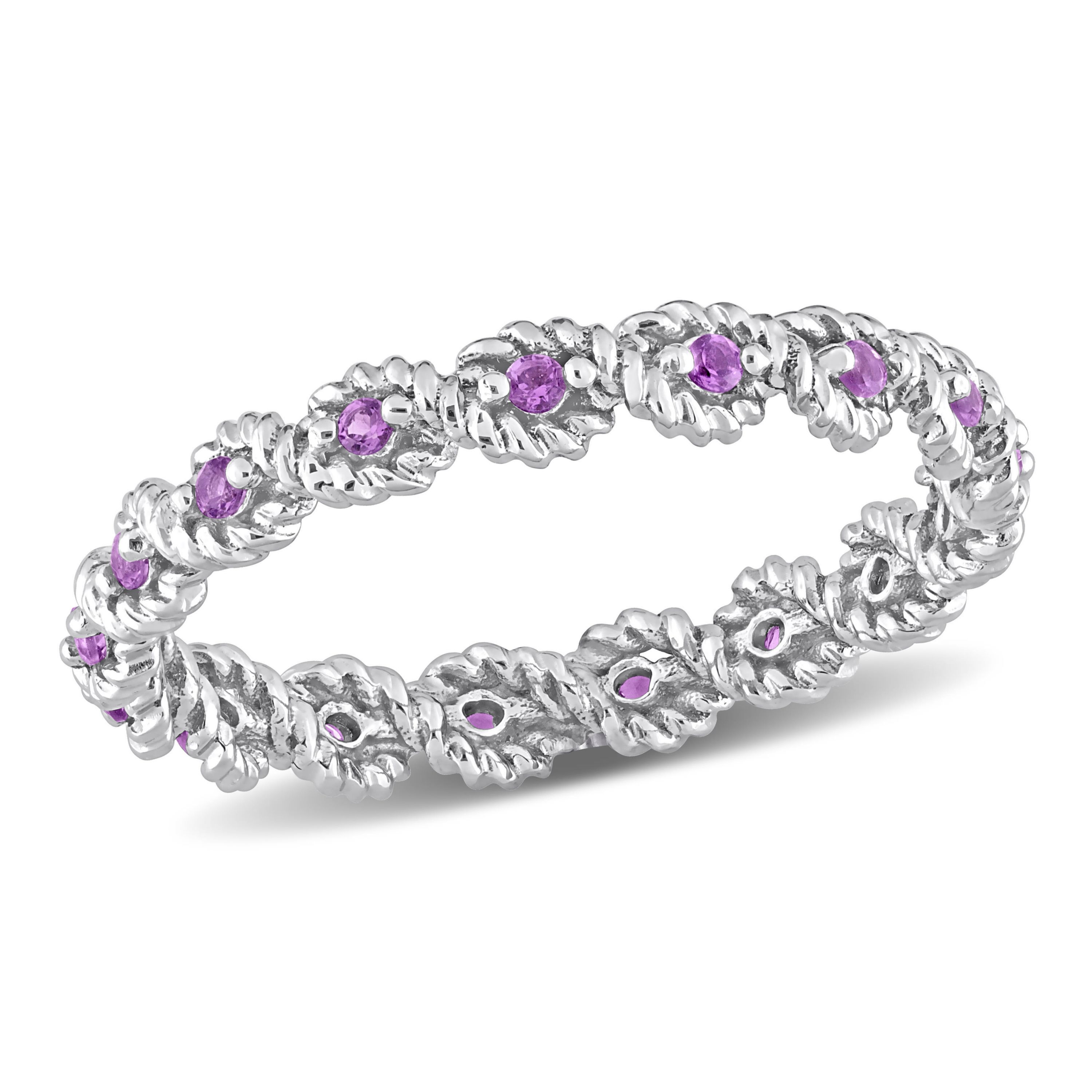 African-Amethyst Infinity Eternity Ring in 10K White Gold