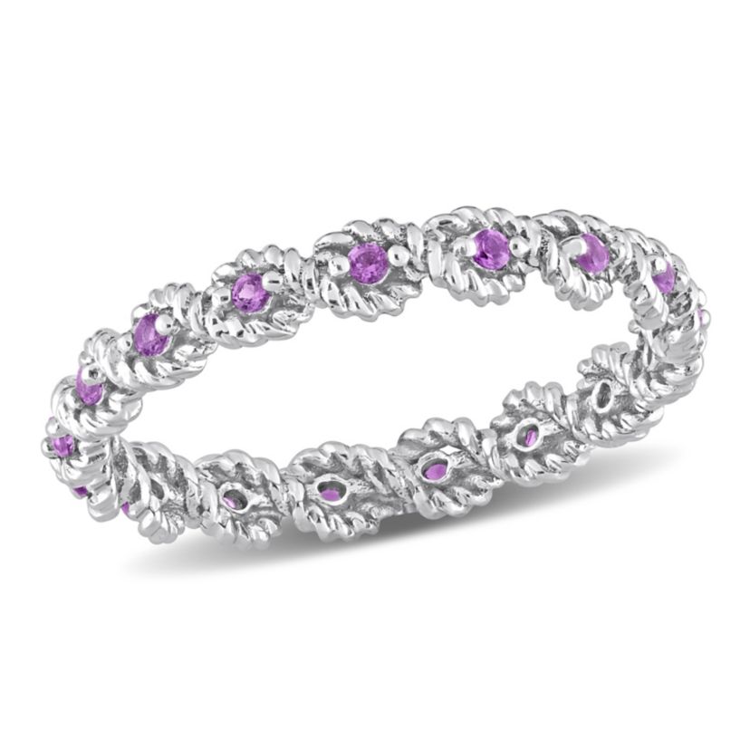 African-Amethyst Infinity Eternity Ring in 10K White Gold