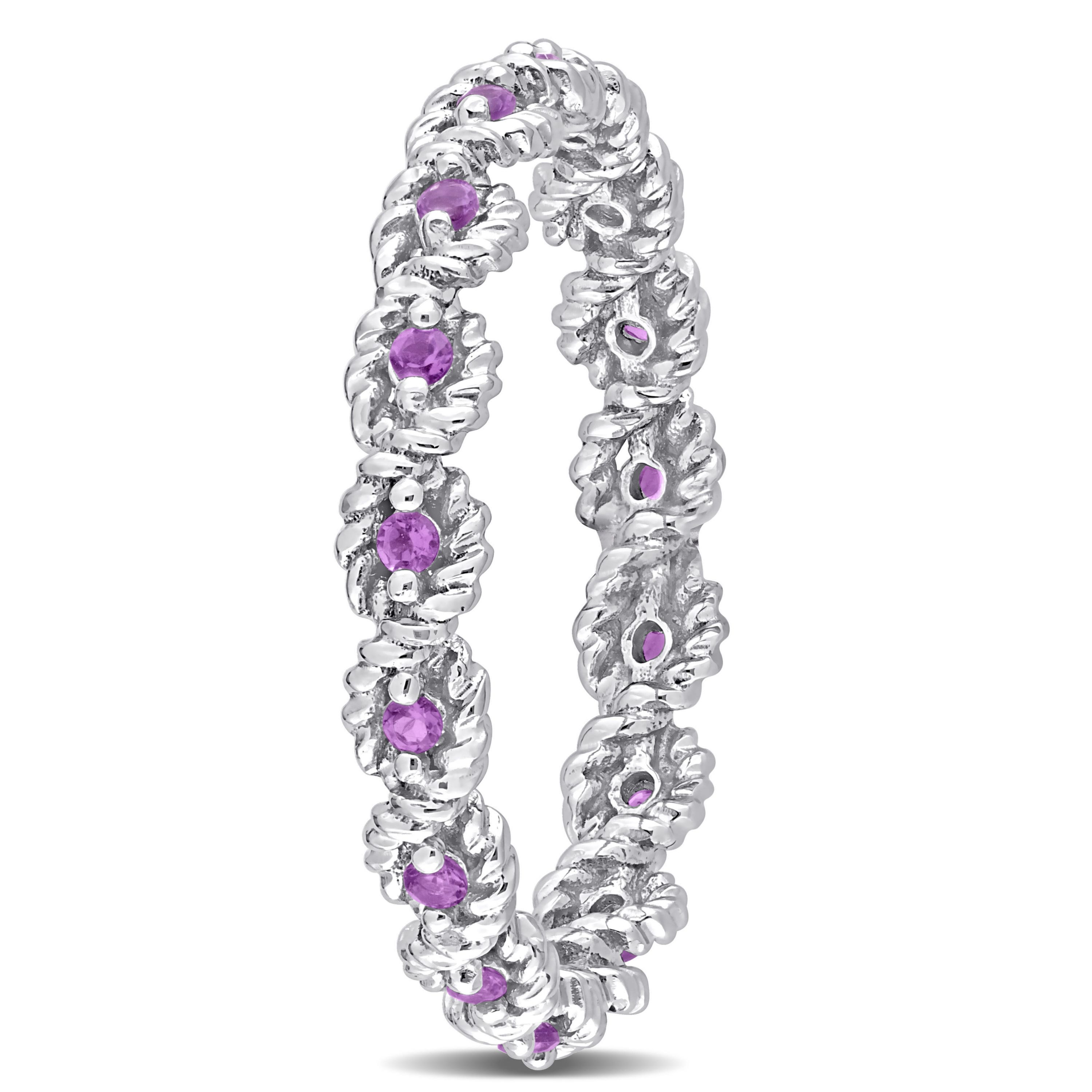 African-Amethyst Infinity Eternity Ring in 10K White Gold