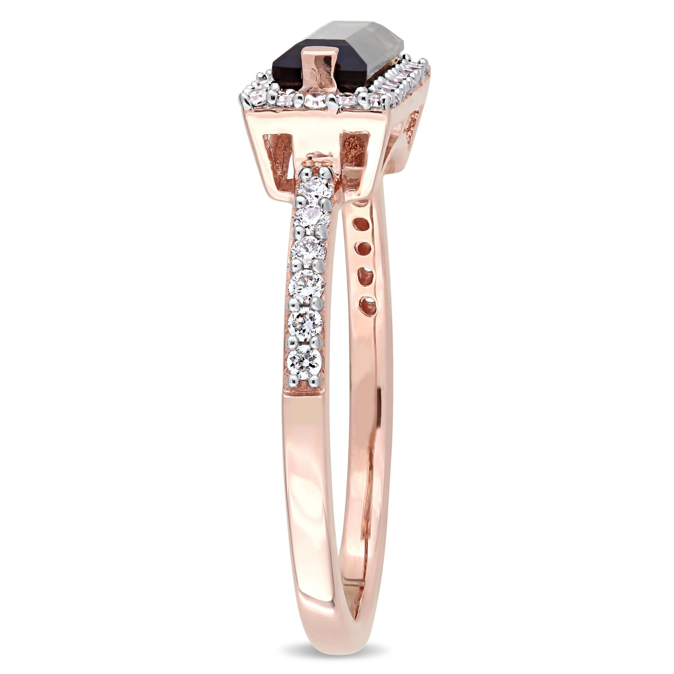Smokey Quartz and 1/4 ct. t.w. Diamond Halo Ring in 14K Rose Gold