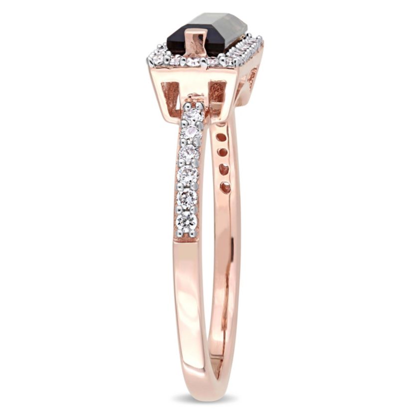 Smokey Quartz and 1/4 ct. t.w. Diamond Halo Ring in 14K Rose Gold