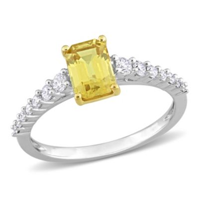 Belk & Co Yellow Sapphire and 1/3 ct. t.w. Diamond Bridal Ring in 14K 2-Tone Gold, 8
