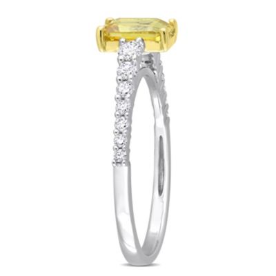 Yellow Sapphire and 1/3 ct. t.w. Diamond Bridal Ring 14K 2-Tone Gold