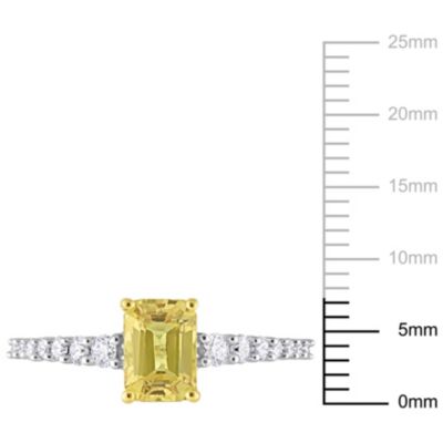 Yellow Sapphire and 1/3 ct. t.w. Diamond Bridal Ring 14K 2-Tone Gold