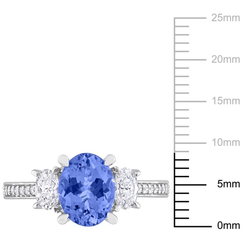 Tanzanite and 5/8 ct. t.w. Diamond 3-Stone Ring in 14K White Gold