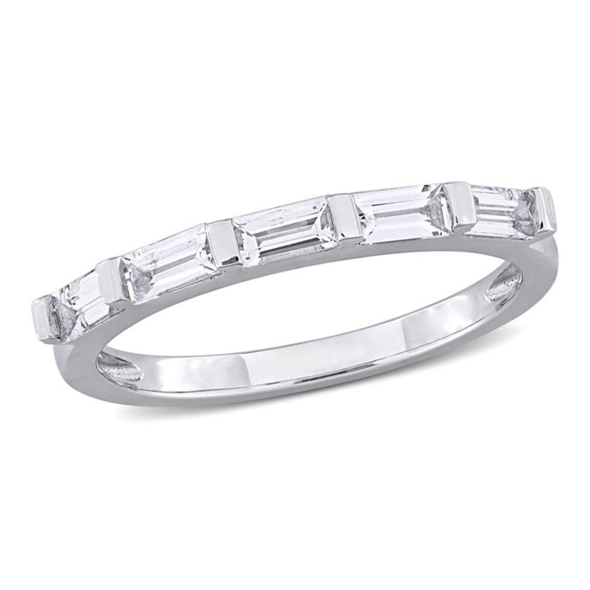 White Sapphire Anniversary Ring in 10K White Gold