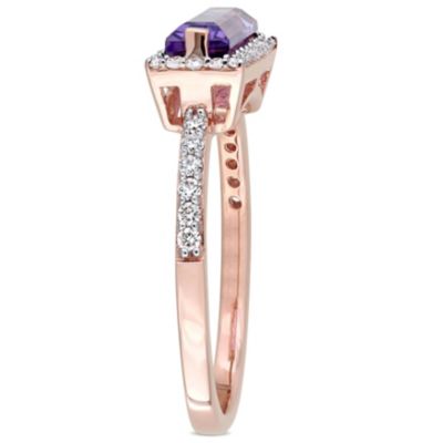 Amethyst and 1/4 ct. t.w. Diamond Halo Ring 14K Rose Gold