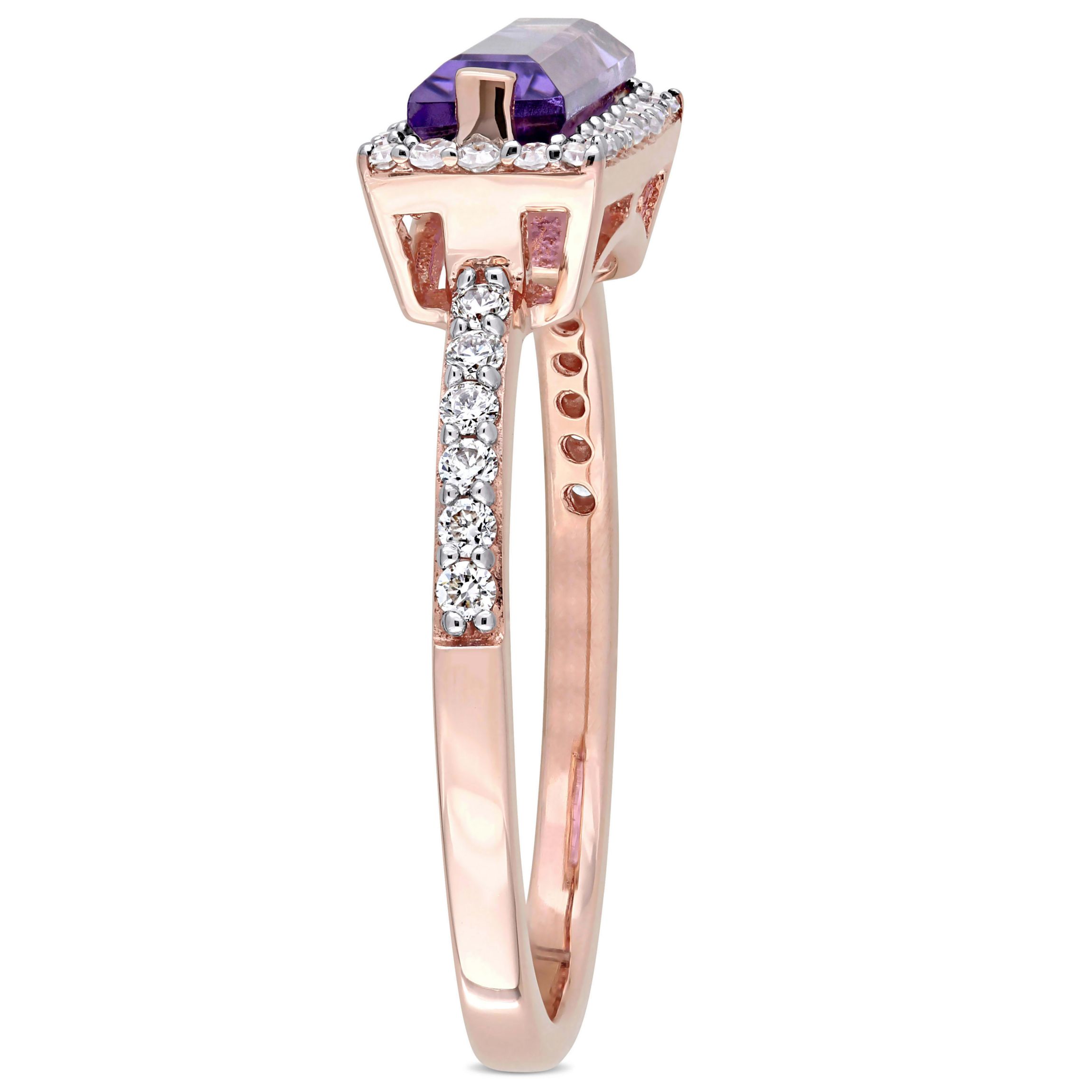 Amethyst and 1/4 ct. t.w. Diamond Halo Ring in 14K Rose Gold