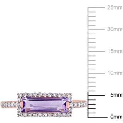 Amethyst and 1/4 ct. t.w. Diamond Halo Ring 14K Rose Gold