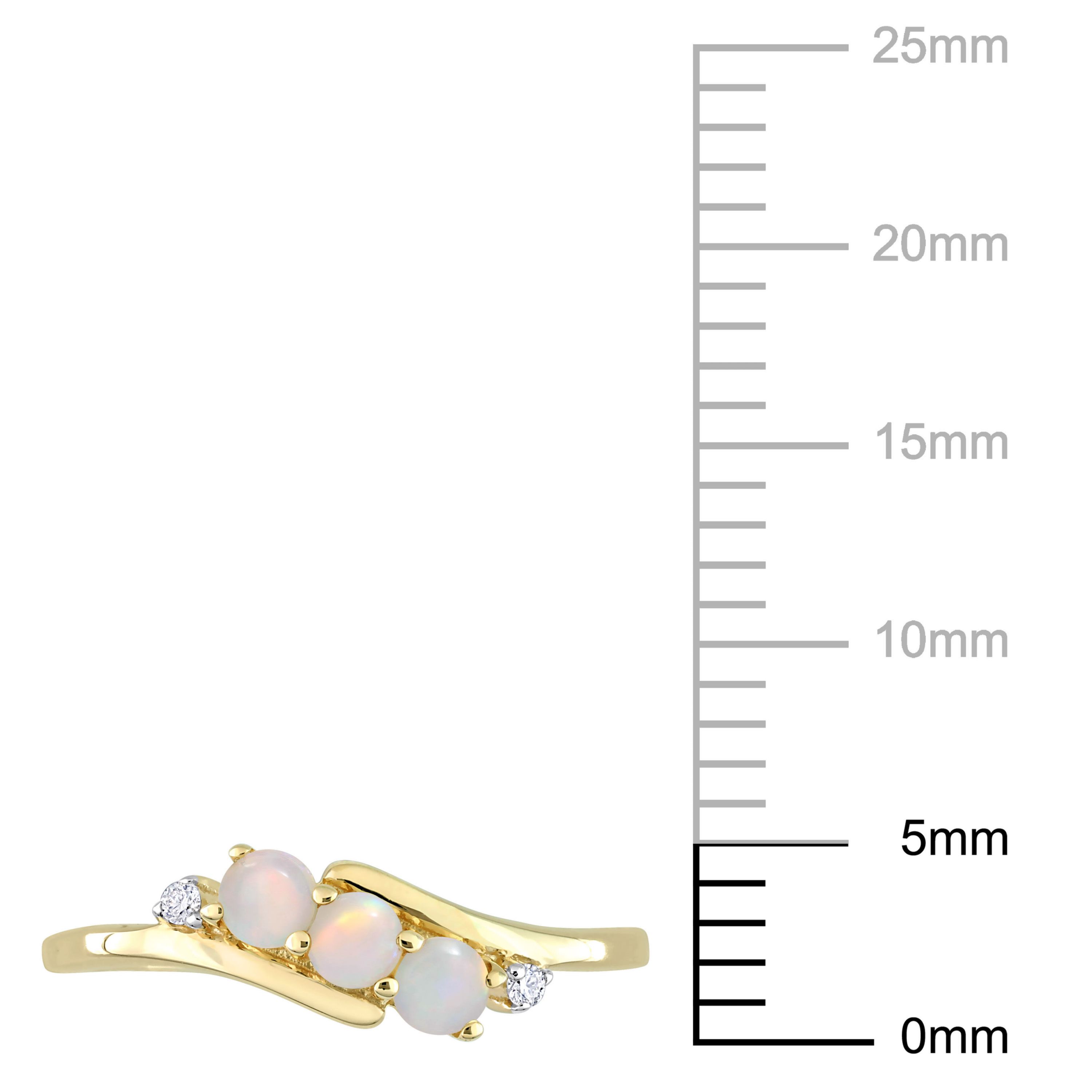 Opal and Diamond Accent 3-Stone Ring in 10K Yellow Gold