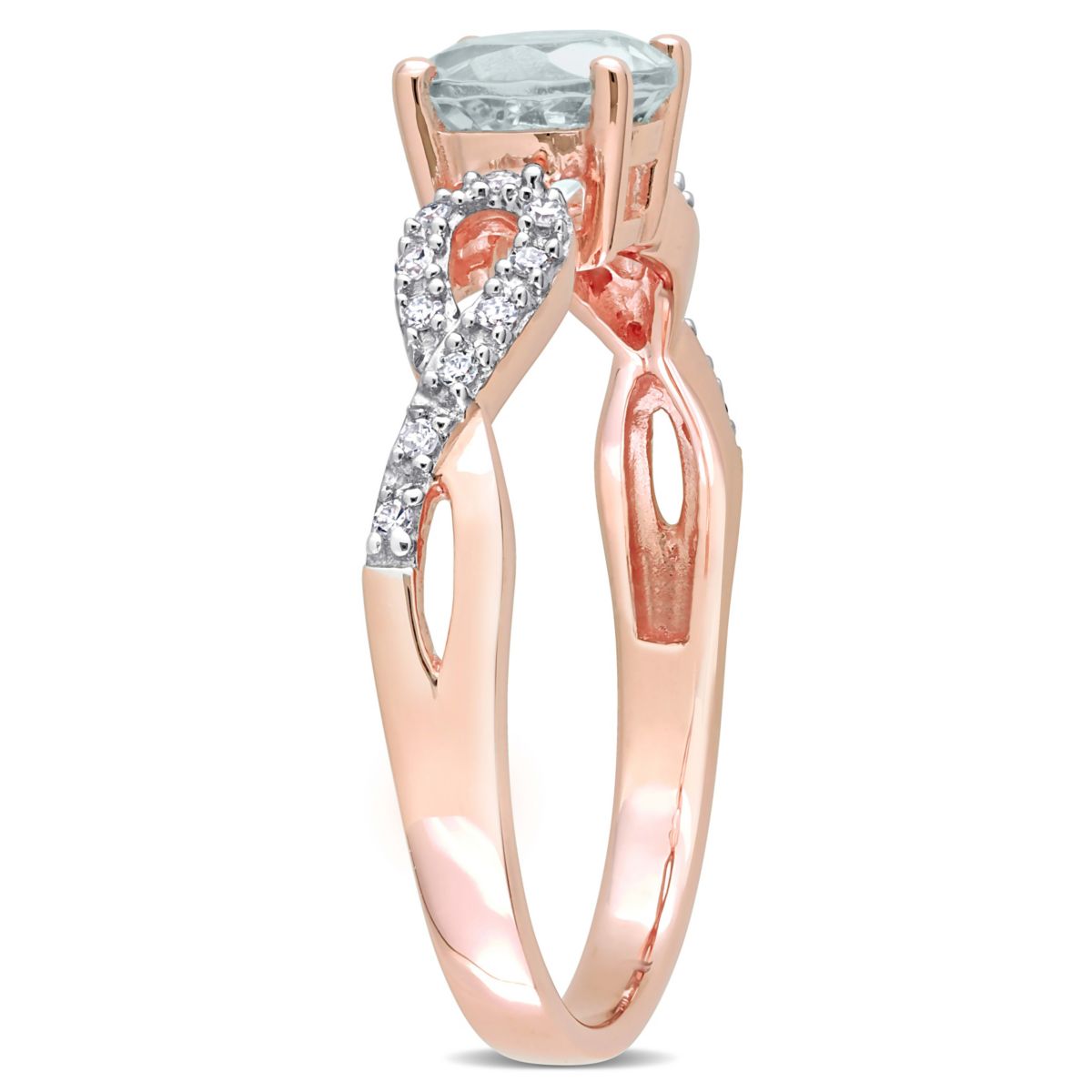Aquamarine and 1/10 ct. t.w. Diamond Infinity Ring in 10K Rose Gold