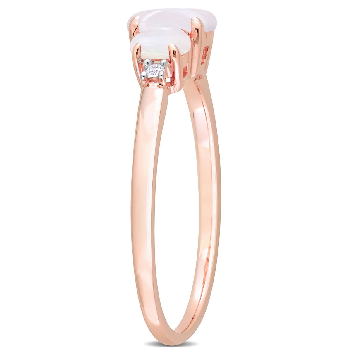 Opal and Diamond Accent 3-Stone Ring in 10K Rose Gold