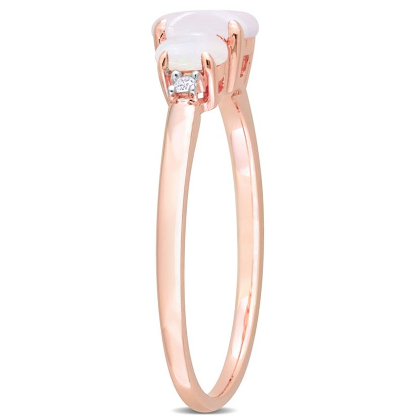 Opal and Diamond Accent 3-Stone Ring in 10K Rose Gold