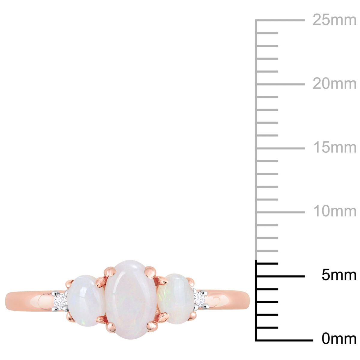 Opal and Diamond Accent 3-Stone Ring in 10K Rose Gold