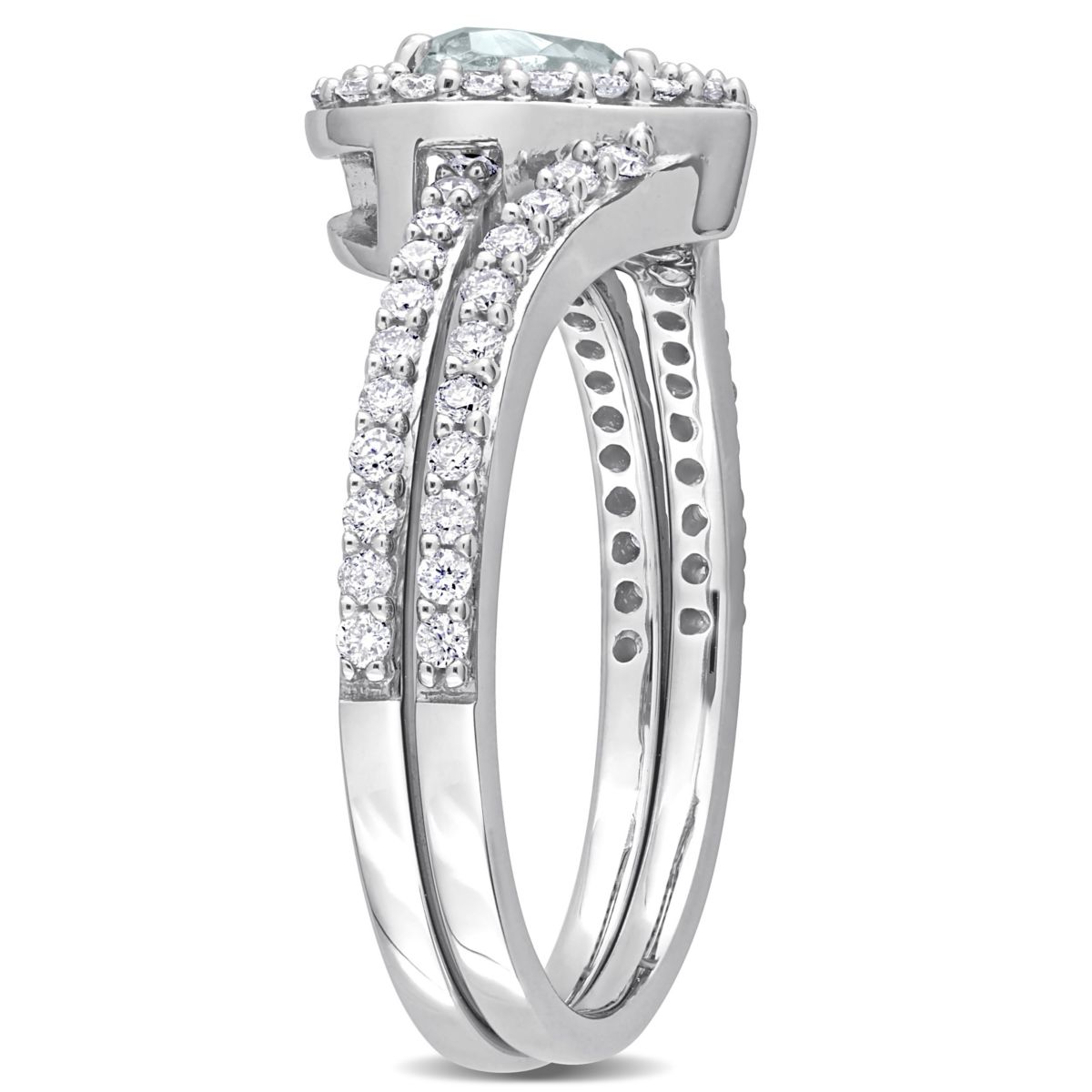 Aquamarine and 1/2 ct. t.w. Diamond Bridal Ring Set in 10K White Gold