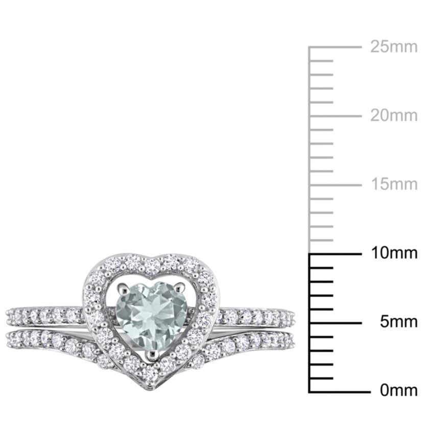 Aquamarine and 1/2 ct. t.w. Diamond Bridal Ring Set in 10K White Gold
