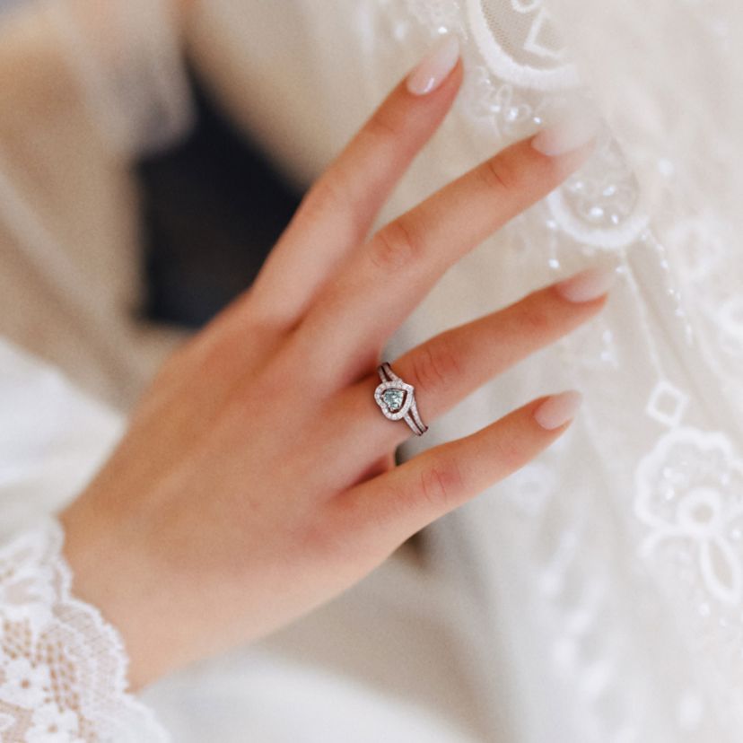 Aquamarine and 1/2 ct. t.w. Diamond Bridal Ring Set in 10K White Gold