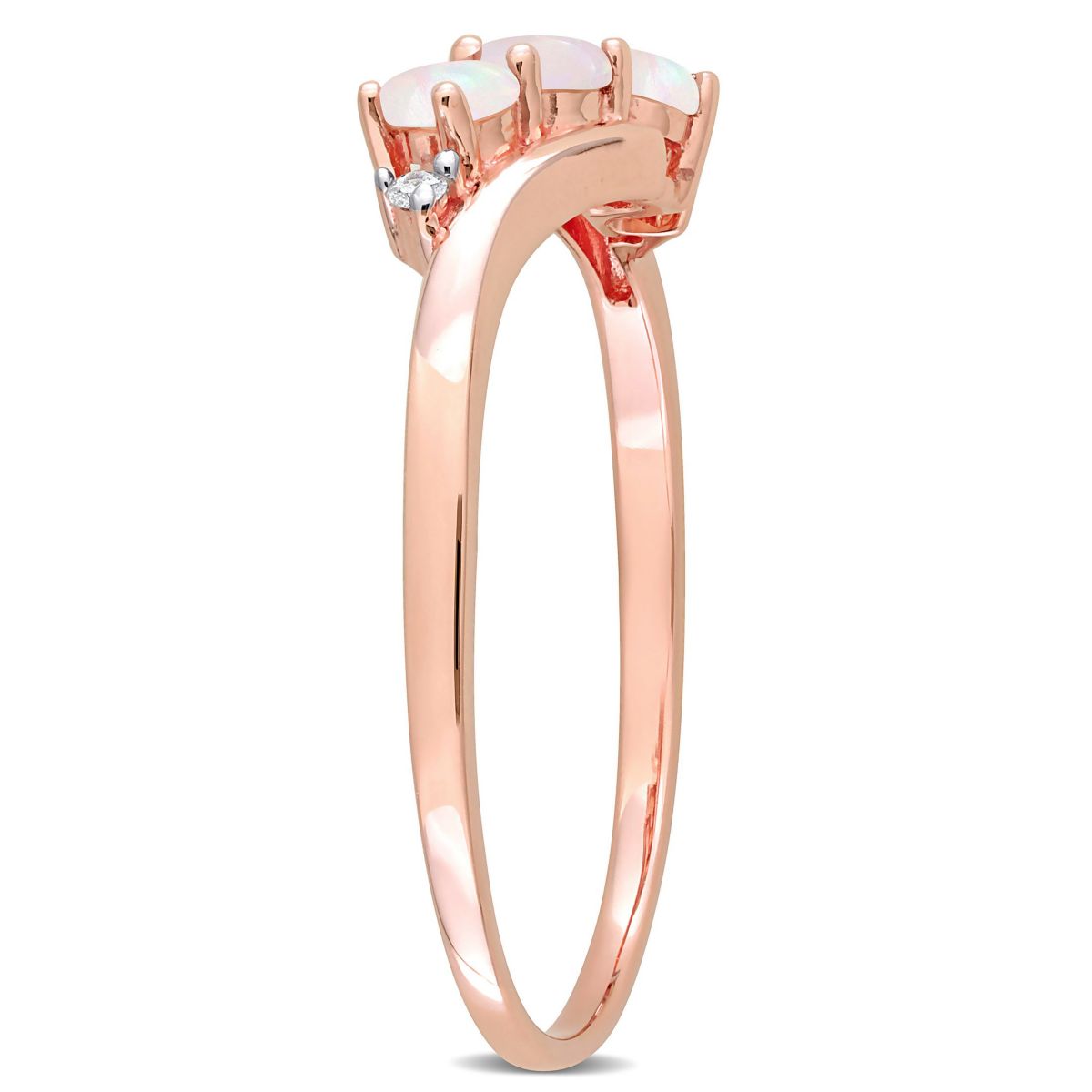 Opal and Diamond Accent 3-Stone Ring in 10K Rose Gold