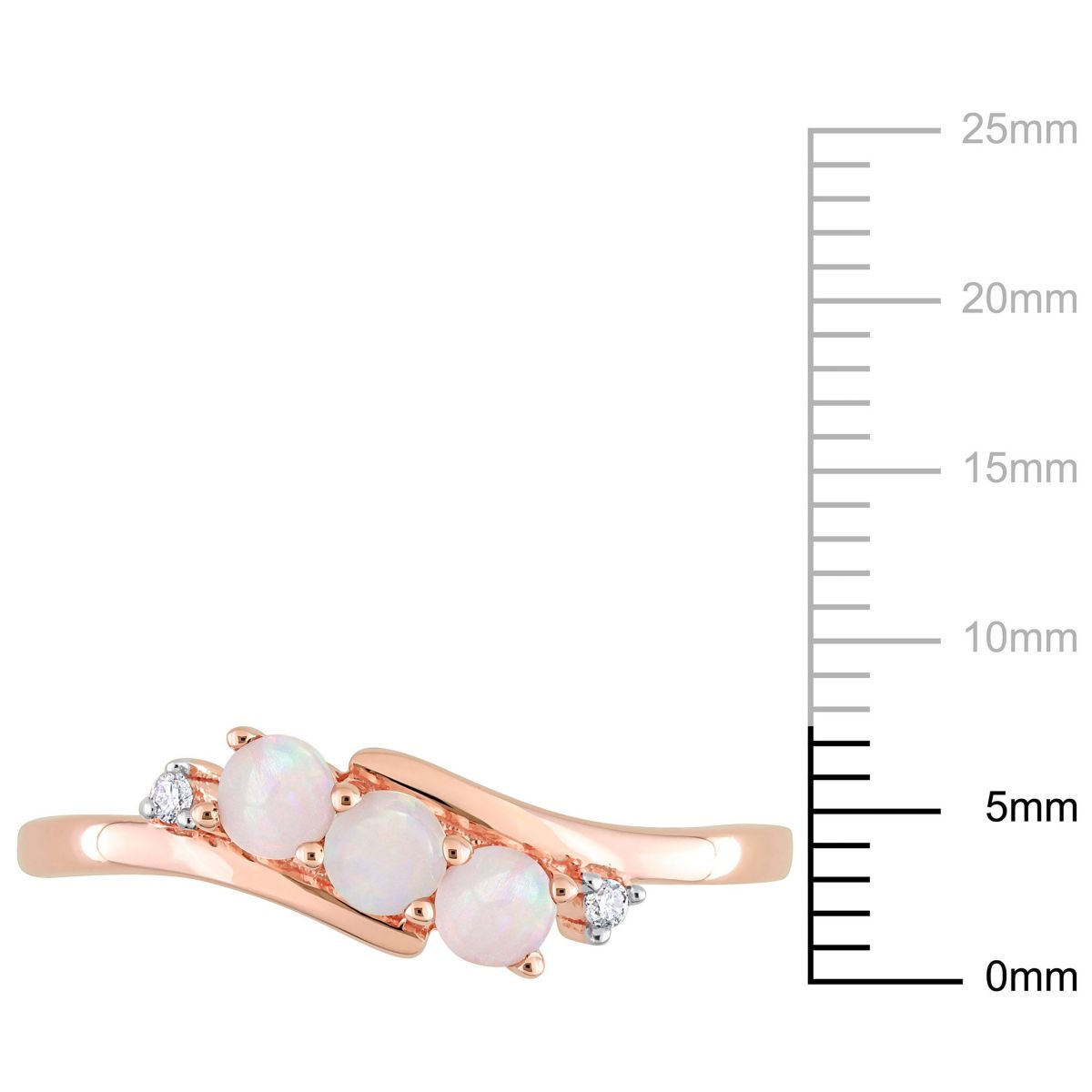 Opal and Diamond Accent 3-Stone Ring in 10K Rose Gold