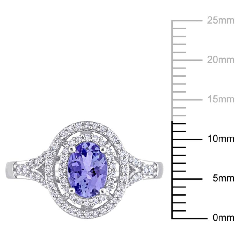 Tanzanite and 1/4 ct. t.w. Diamond Halo Ring in 10K White Gold