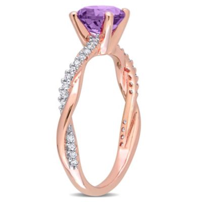Amethyst and 1/6 ct. t.w. Diamond Crossover Ring 14K Rose Gold
