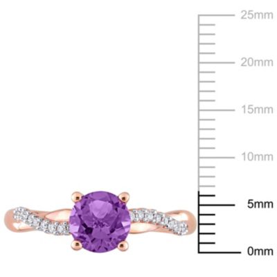 Amethyst and 1/6 ct. t.w. Diamond Crossover Ring 14K Rose Gold