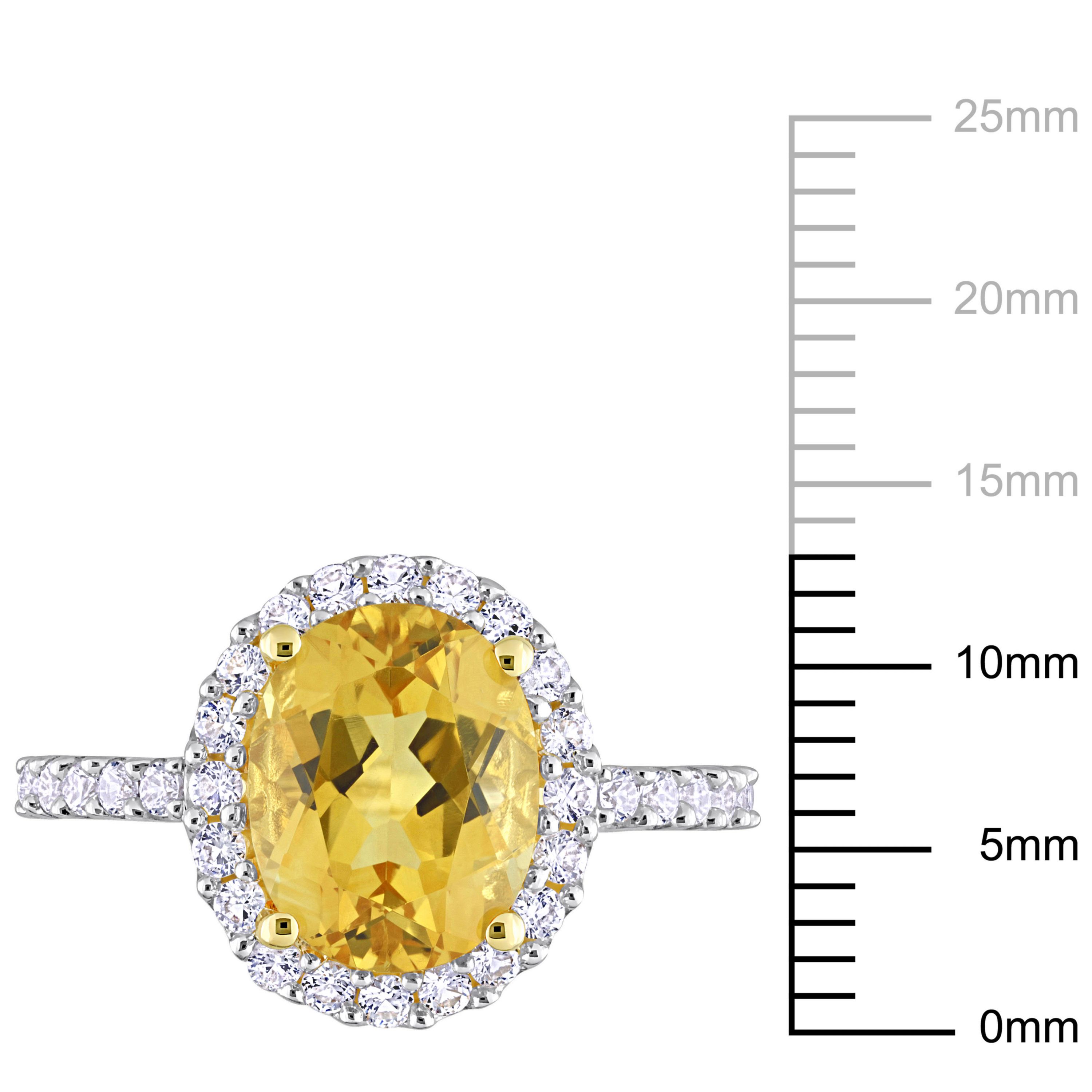 Lab Created Citrine and Created White Sapphire Halo Ring in 10K Yellow Gold