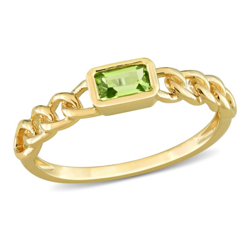 Peridot Interlocking Design Ring in 14K Yellow Gold