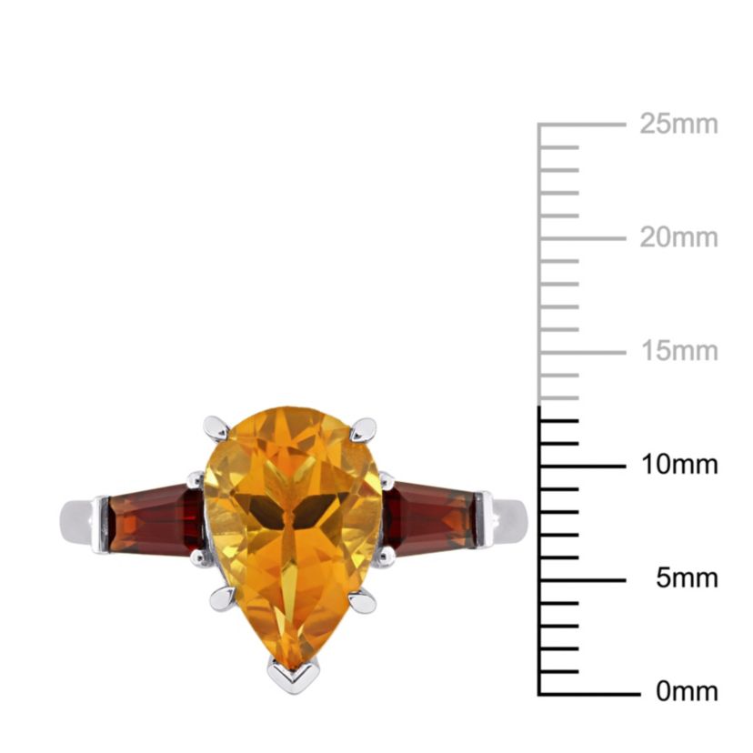 Citrine and Garnet Ring in 14K White Gold