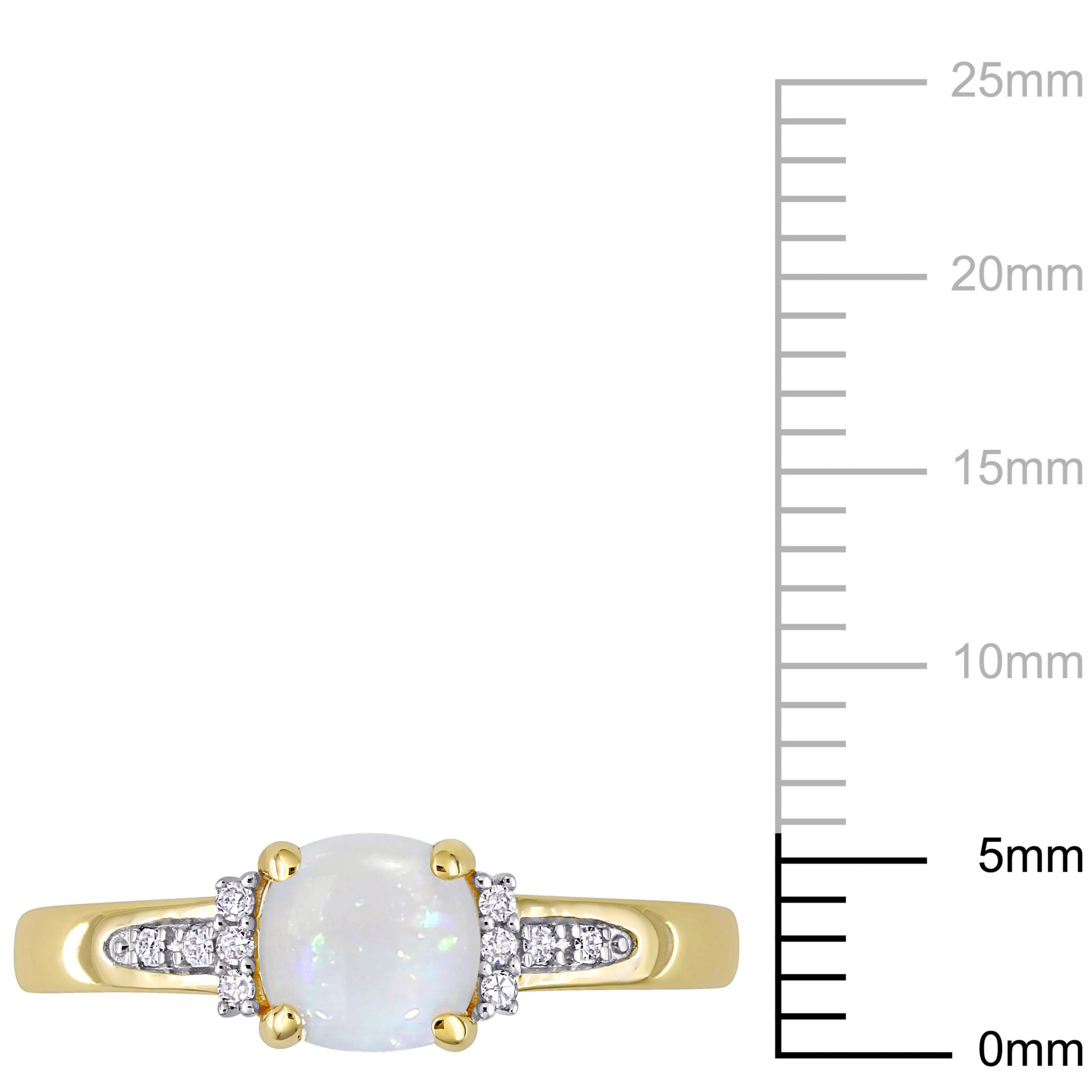 Opal and Diamond Accent Geometric Ring in 10K Yellow Gold