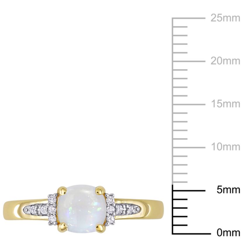Opal and Diamond Accent Geometric Ring in 10K Yellow Gold