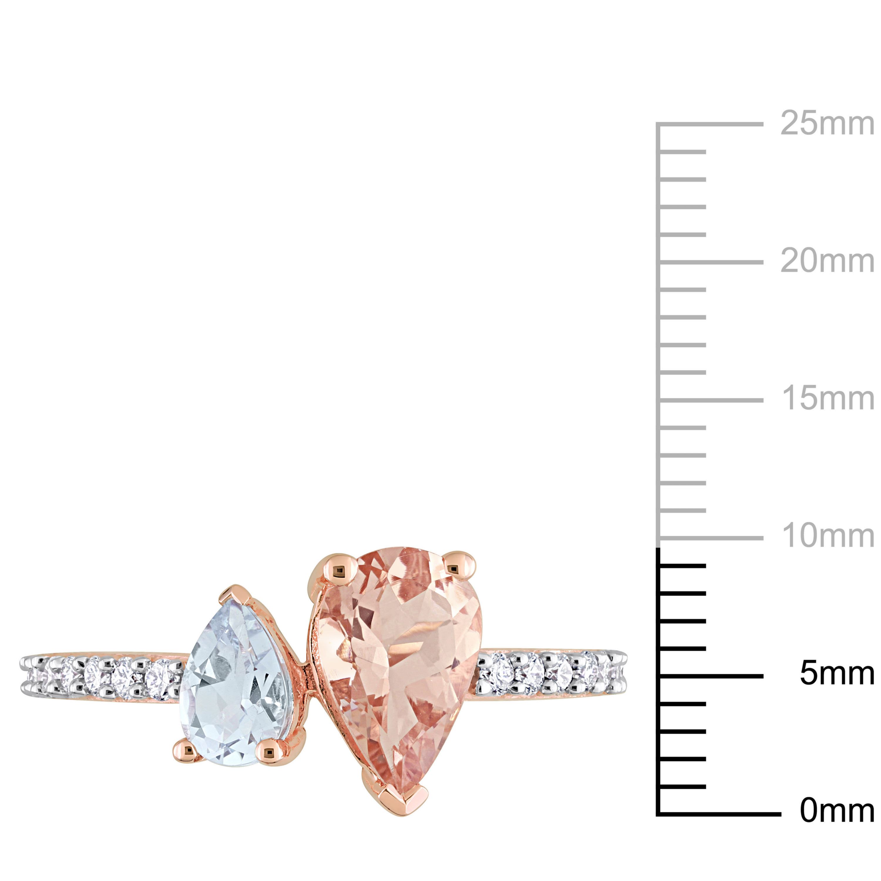 Morganite and Aquamarine with 1/5 ct. t.w. Diamond  Ring in 14K Rose Gold