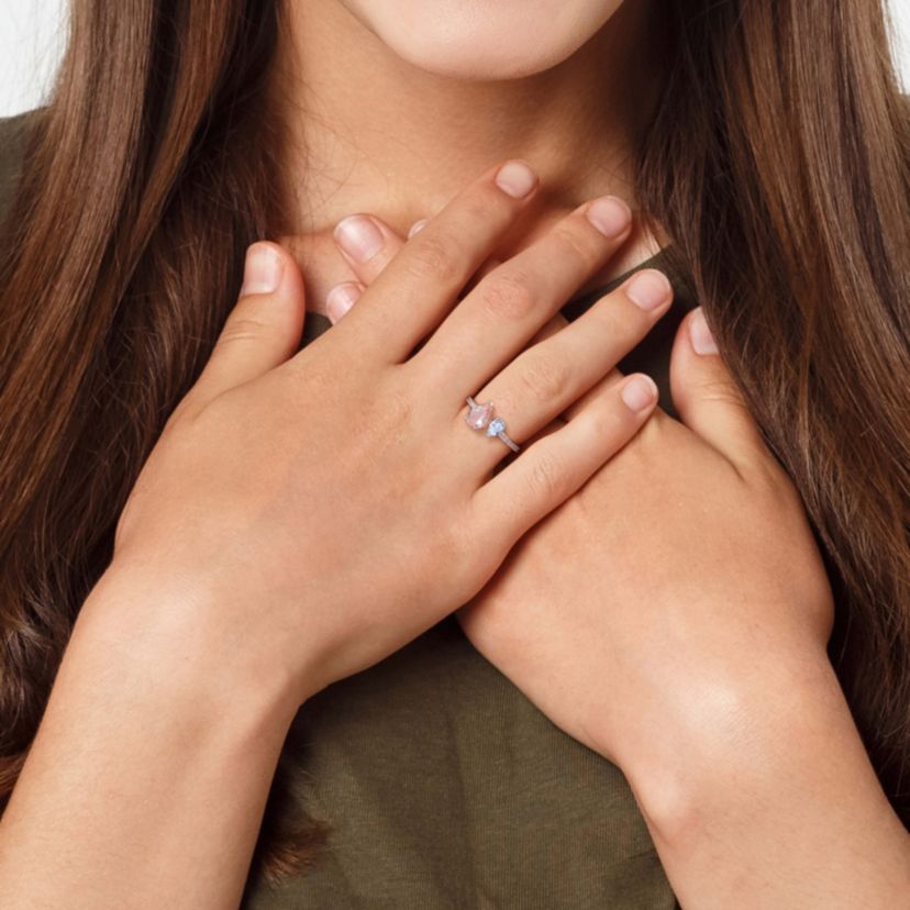 Morganite and Aquamarine with 1/5 ct. t.w. Diamond  Ring in 14K Rose Gold