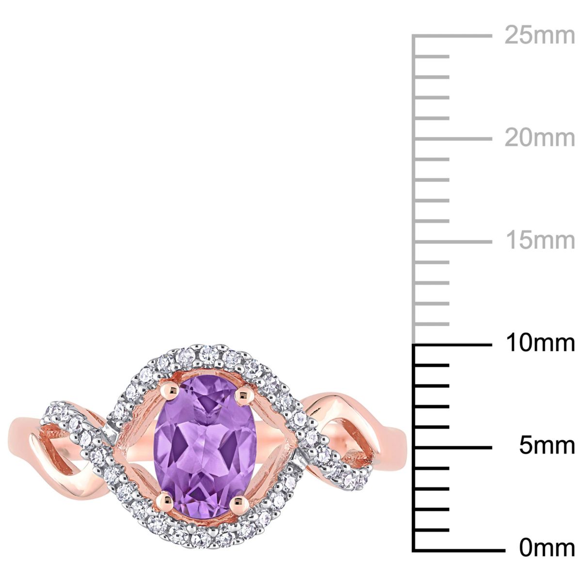 Amethyst and 1/6 ct. t.w. Diamond Halo Ring in 10K Rose Gold