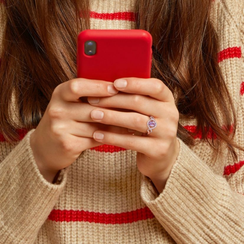 Amethyst and 1/6 ct. t.w. Diamond Halo Ring in 10K Rose Gold