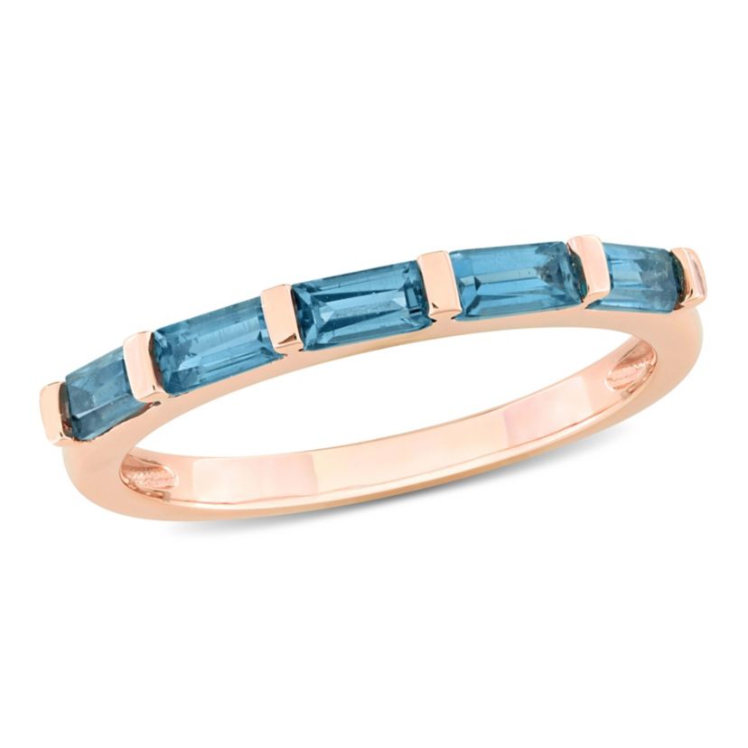 London Blue Topaz Anniversary Ring in 10K Rose Gold