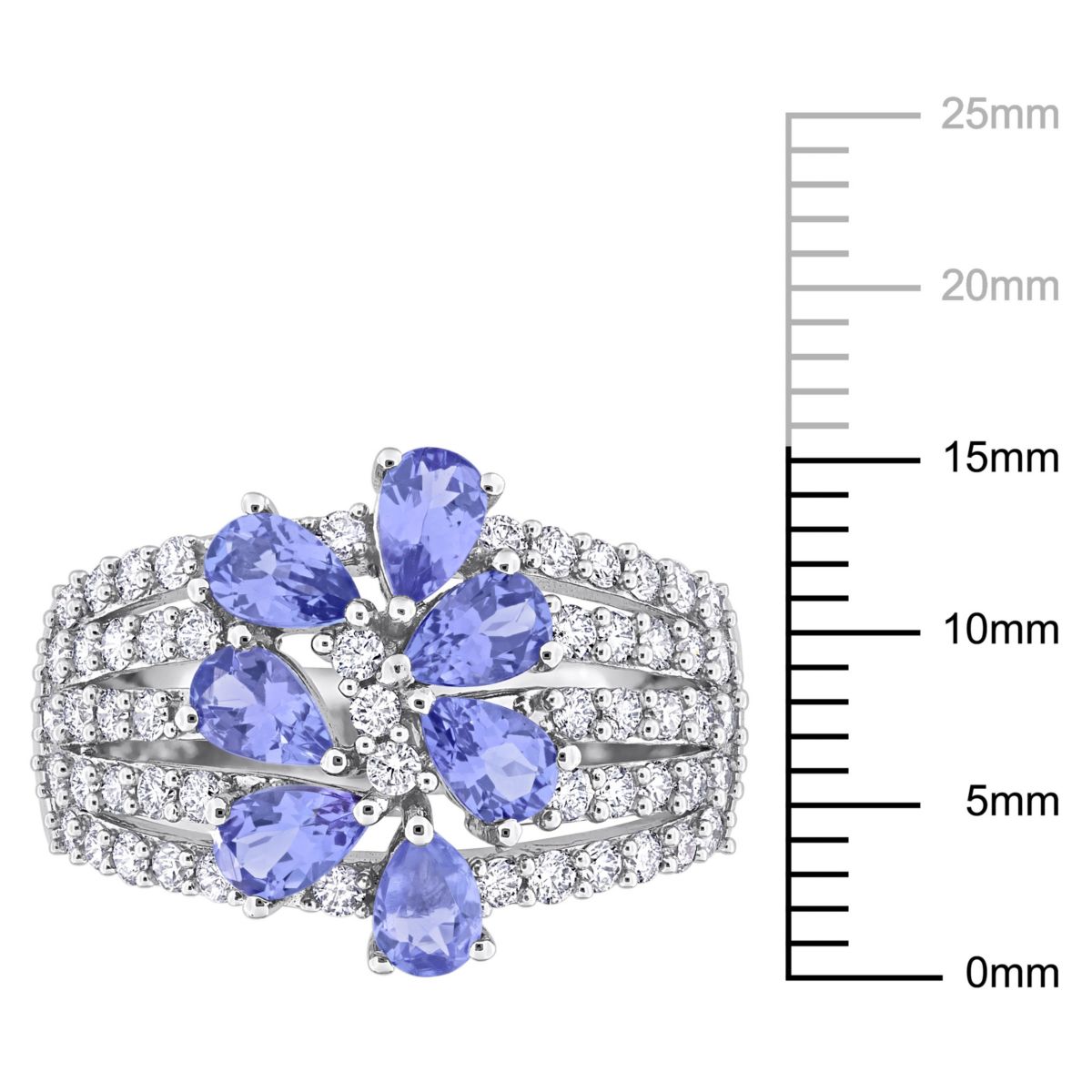 Tanzanite and 4/5 ct. t.w. Diamond Multi-Row Ring in 14K White Gold