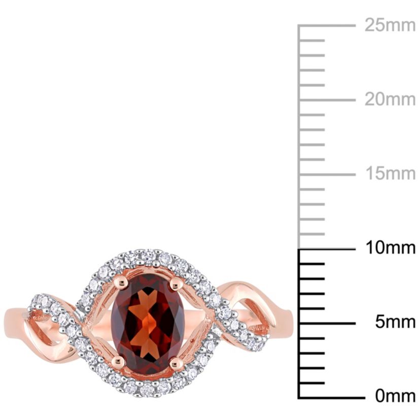 Garnet and 1/6 ct. t.w. Diamond Halo Ring in 10K Rose Gold