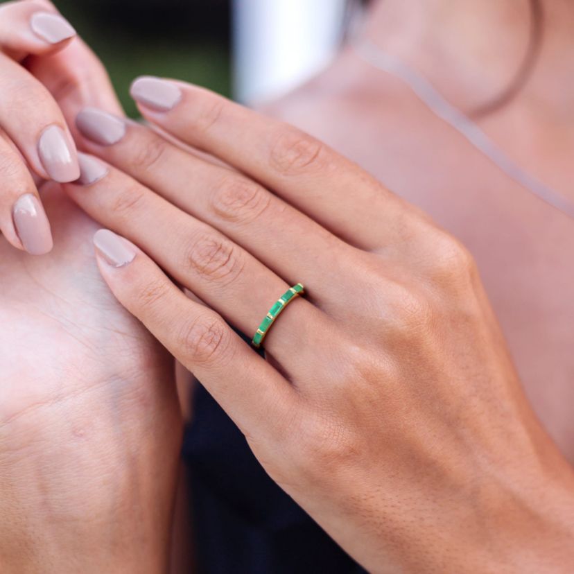 Emerald Anniversary Ring in 10K Yellow Gold