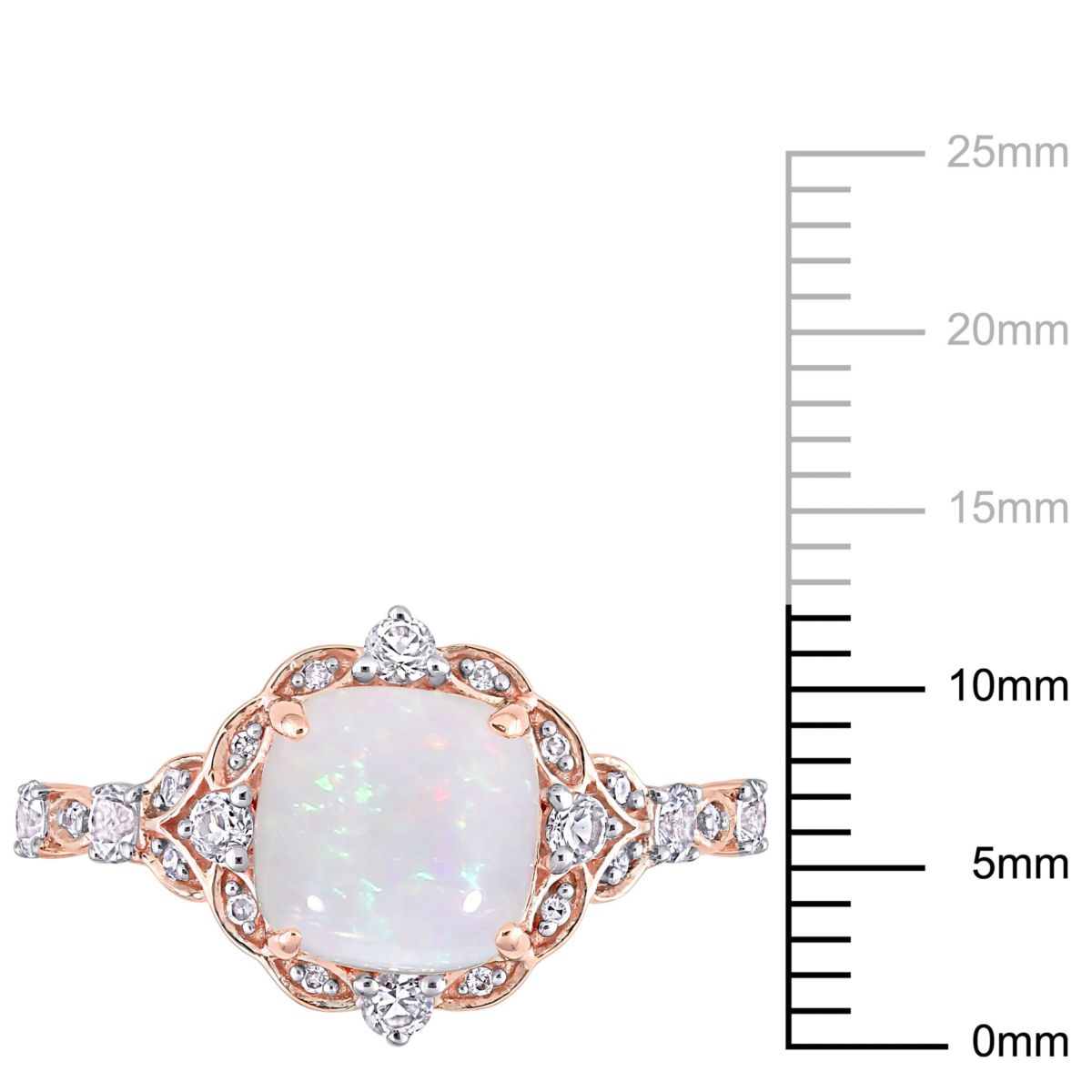 Opal and White Sapphire with Diamond Accent Vintage Ring in 10K Rose Gold