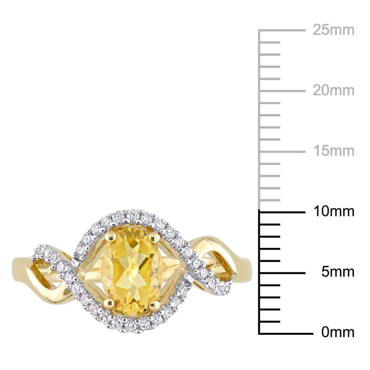 Citrine and 1/6 ct. t.w. Diamond Halo Ring in 10K Yellow Gold