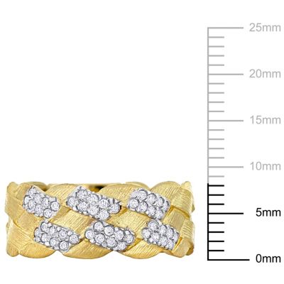 1/4 ct. t.w. Diamond Weave Design Wide Ring 14K Yellow Gold