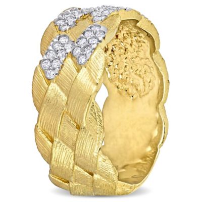 1/4 ct. t.w. Diamond Weave Design Wide Ring 14K Yellow Gold
