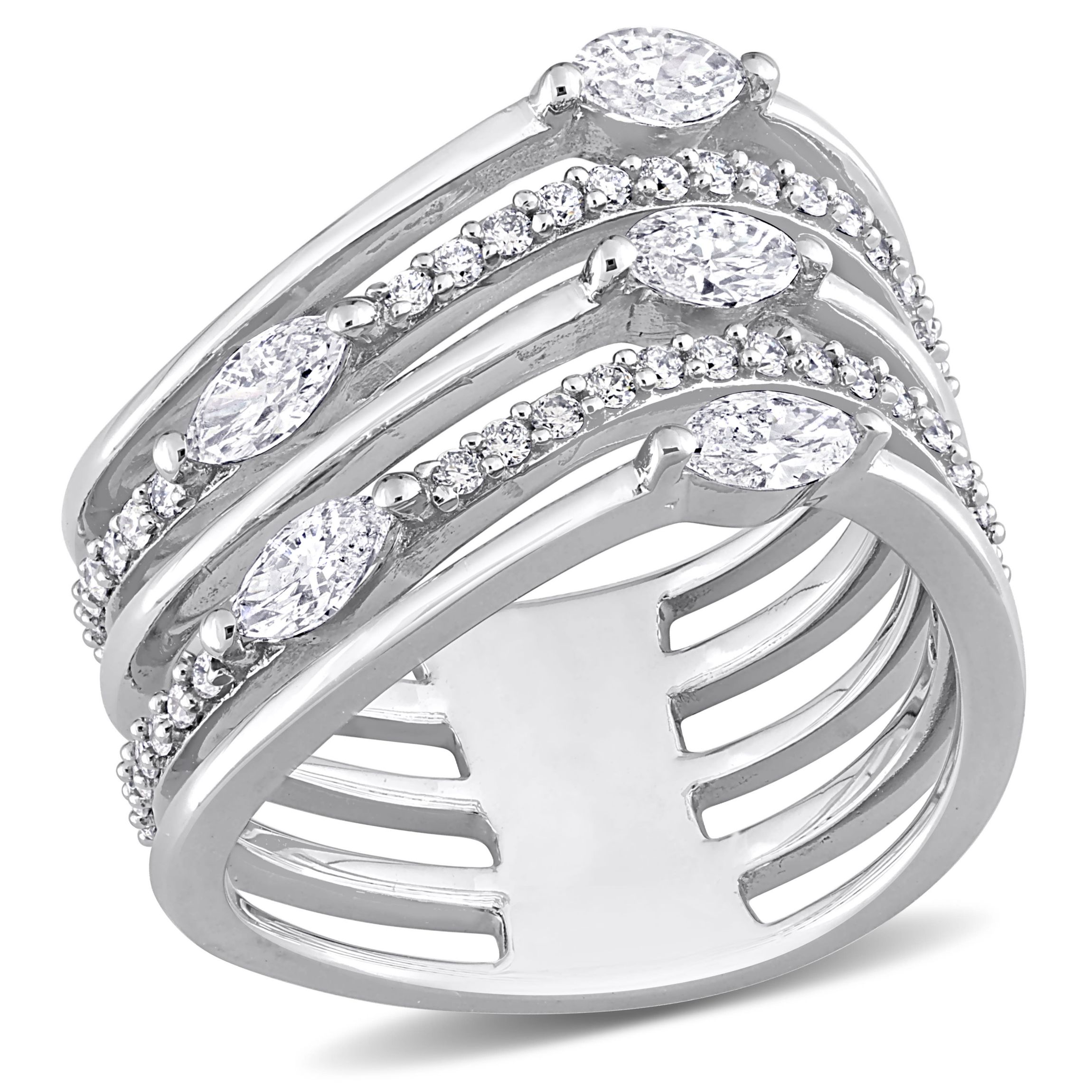 1 ct. t.w. Diamond Multi-Row Cocktail Ring in 14K White Gold