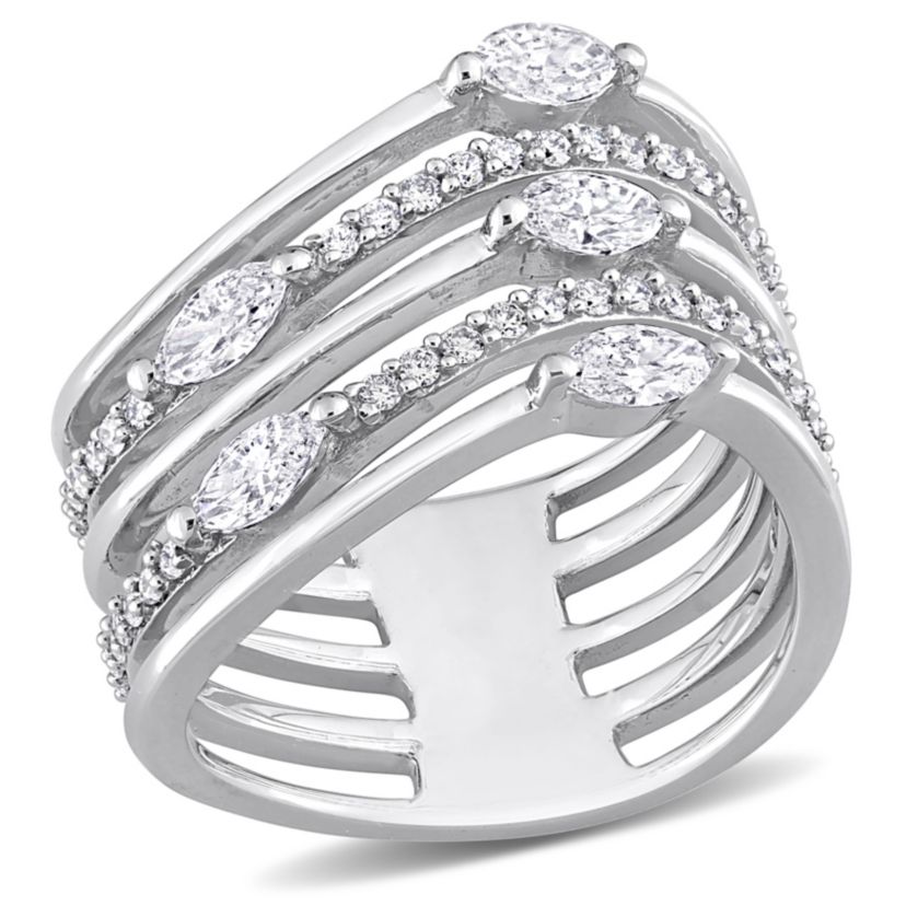 1 ct. t.w. Diamond Multi-Row Cocktail Ring in 14K White Gold